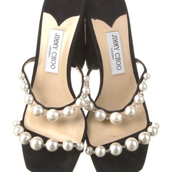 JIMMY CHOO Suede Beaded Accents Slides - Size 9 - Picture 3 of 11